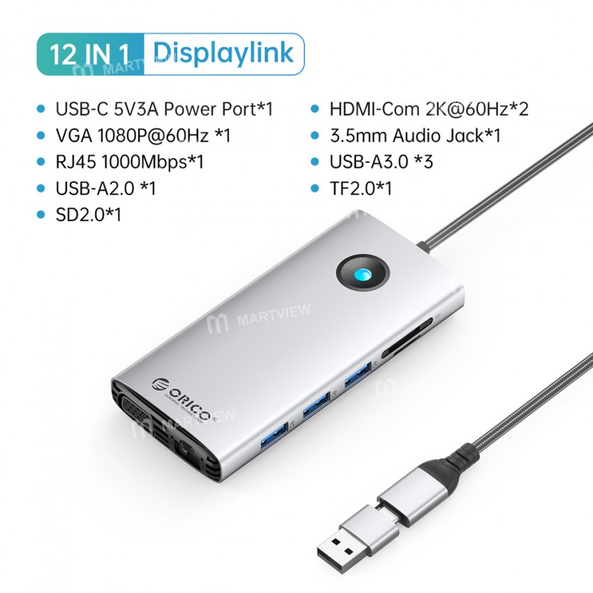 orico dpl12-12-in-1-type-c-hdmi-dp-2k-rj45-audio-jack-tf-sd-usb-30-5gbps-docking-station-15