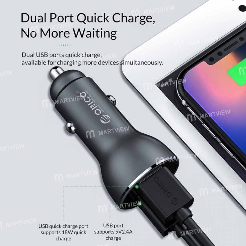 orico multi-function-dual-usb-qc30-fast-charging-car-cigarette-light-charger-5