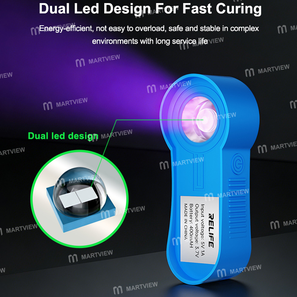 relife rl-014f-rechargeable-395nm-dual-leds-band-mini-uv-curing-lamp-for-pcb-repair-9
