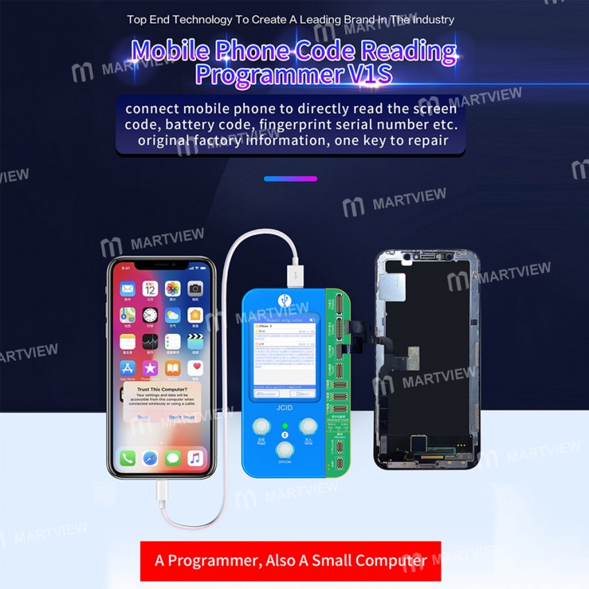 JC V1S Phone Code Reading Photosensitive Original Color Touch Screen Battery Fingerprint Serial Numb