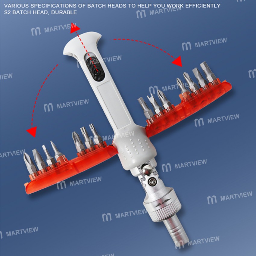 BST-8937 14-in-1 Multi-function Multi-Angle Rotating Ratchet Screwdriver with Magnetic Bits