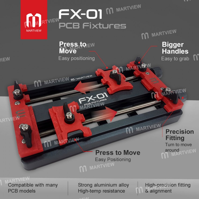 Martview FX-01 Multifunctional Dual Bearing Universal PCB Fixture with Press Buckle - Malaysia