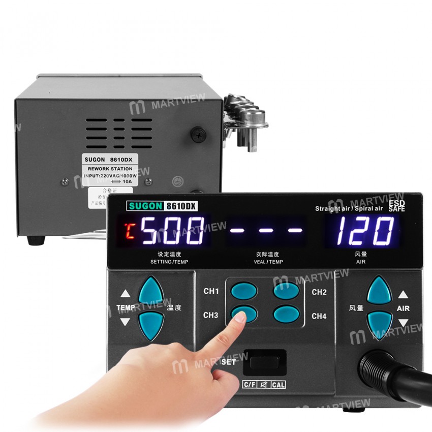 SUGON 8610DX 1000W Hot Air Rework Station LED Display Lead-Free Heat Gun Microcomputer Temperature A