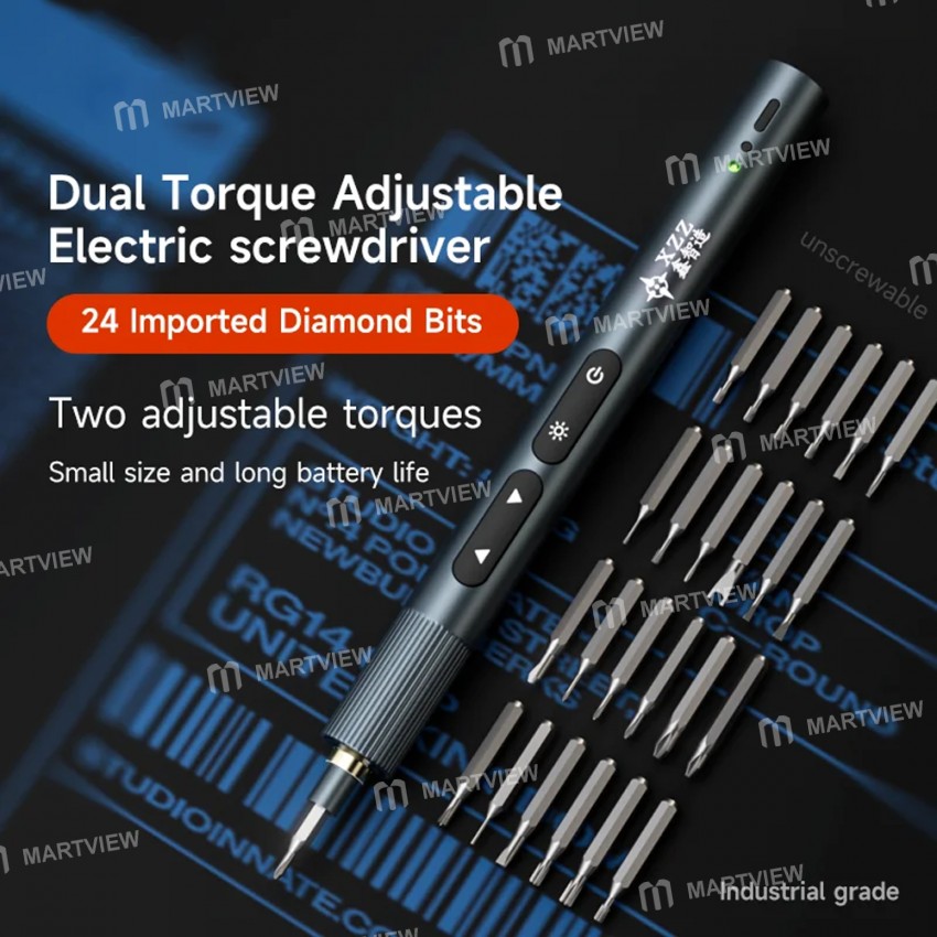 xzz es24-industrial-grade-dual-torque-adjustable-electric-screwdriver-with-24-diamond-bits-2