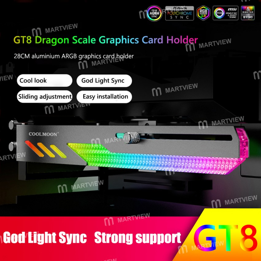Coolmoon GT8 5V ARGB Multi-interface Synchronous Horizontal Graphics Card Bracket