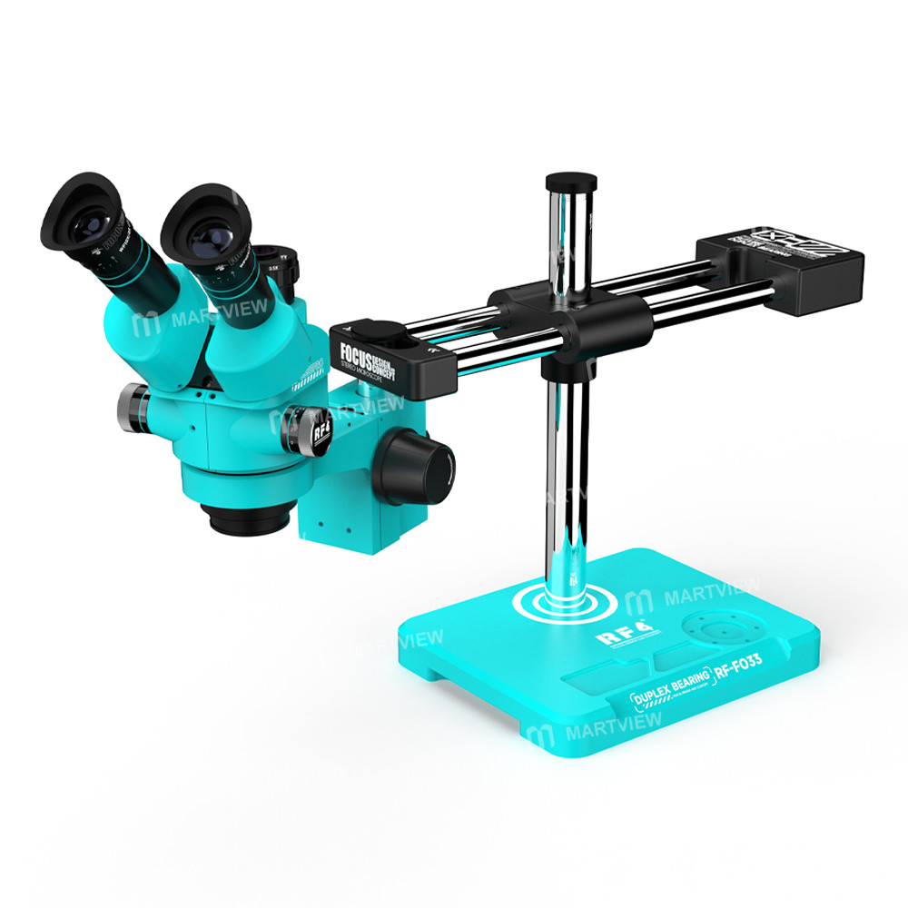 rf4 rf-6558pro-fo33-65-58x-trinocular-stereo-microscope-with-fo33-dual-axis-swing-arm-stand-repair-b