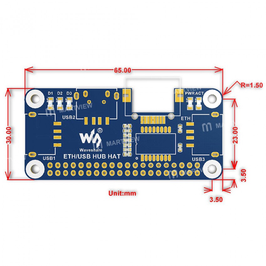 rj45 network-port-usb-ethernet-hub-hat-for-raspberry-pi-6