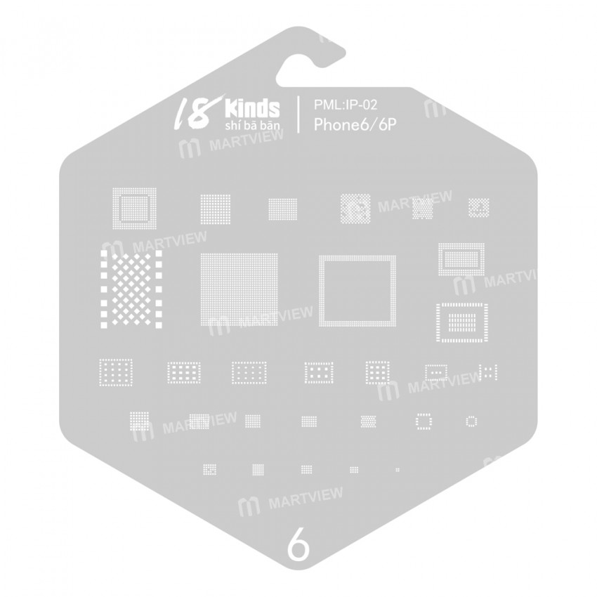 18 Kinds Chip BGA IC Reballing Stencil Kits for iPhone 6 to 13 Pro Max Screen Dot Matrix IC