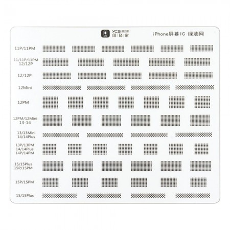 YCS LCD Display Screen IC Green Oil BGA Reballing Stencil for iPhone 11 to 15Pro Max