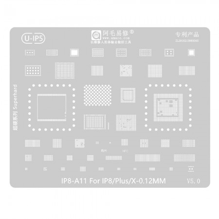 Amaoe 0.12MM Multi-Function BGA Reballing Stencil Plant Tin Steel Net With CPU Holes for iPhone 8 8P X A11