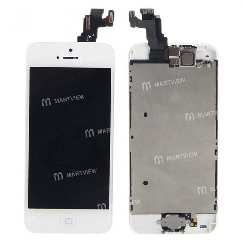 Replacement original iPhone 5c LCD with spareparts home button earphone camera etc black