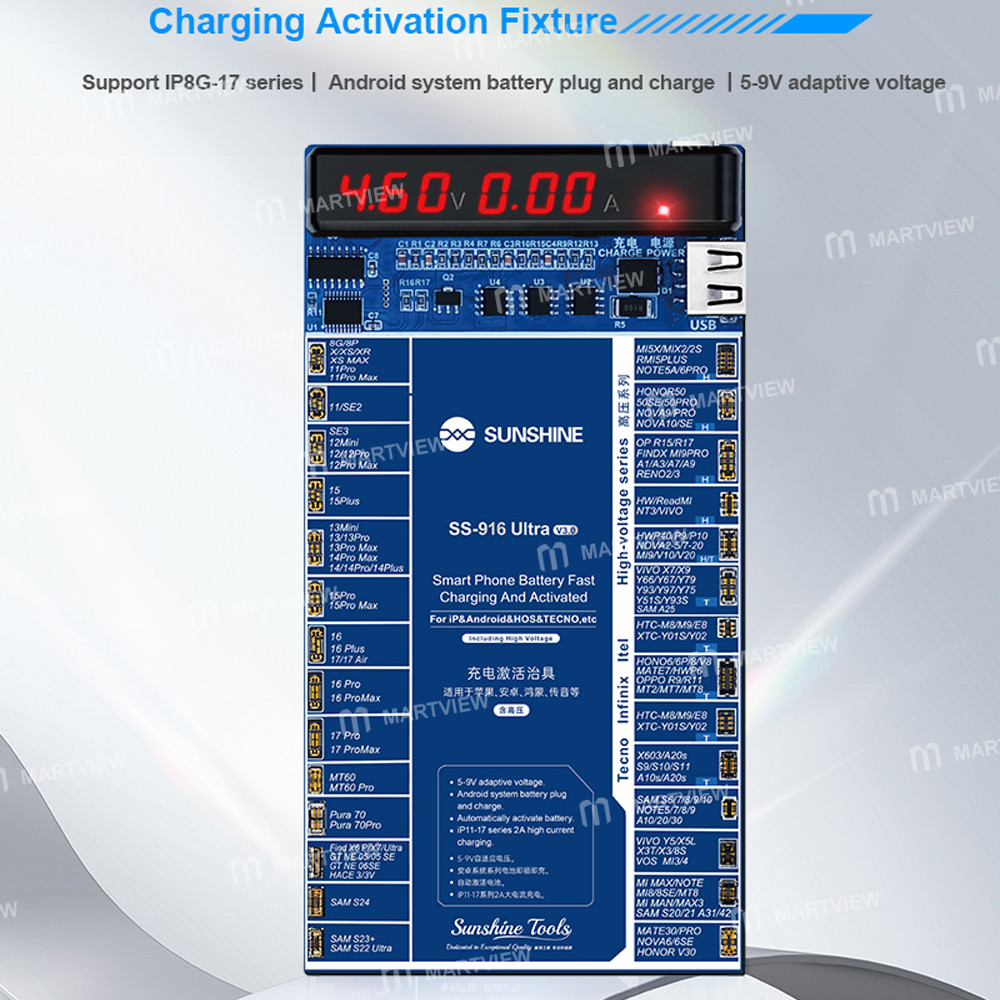 sunshine ss-916-ultra-v30-digital-display-charging-activation-board-for-iphone-6-to-17pro-max-androi