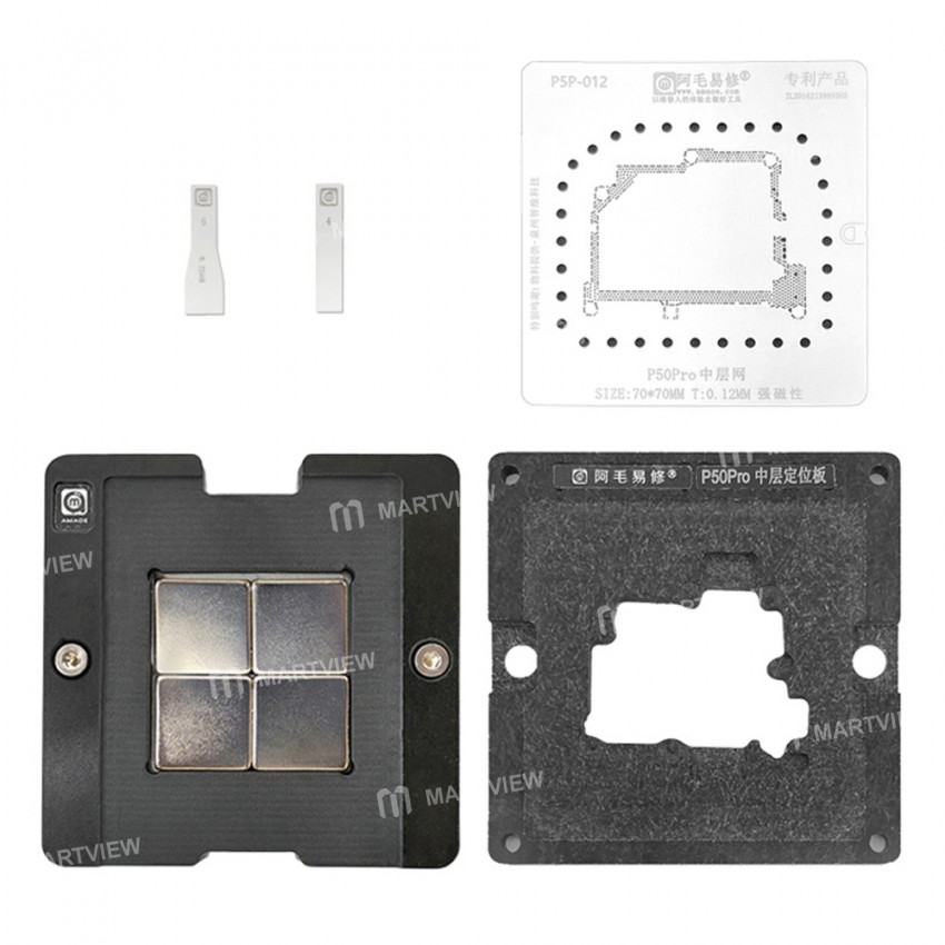 Amaoe BGA Reballing Stencil Motherboard Middle Layer Tin Planting Steel Mesh for HUAWEI P50 Pro
