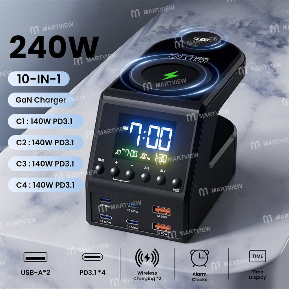 240w 6-port-pdqc-desktop-fast-charging-station-with-clock-display-and-wireless-charging-10