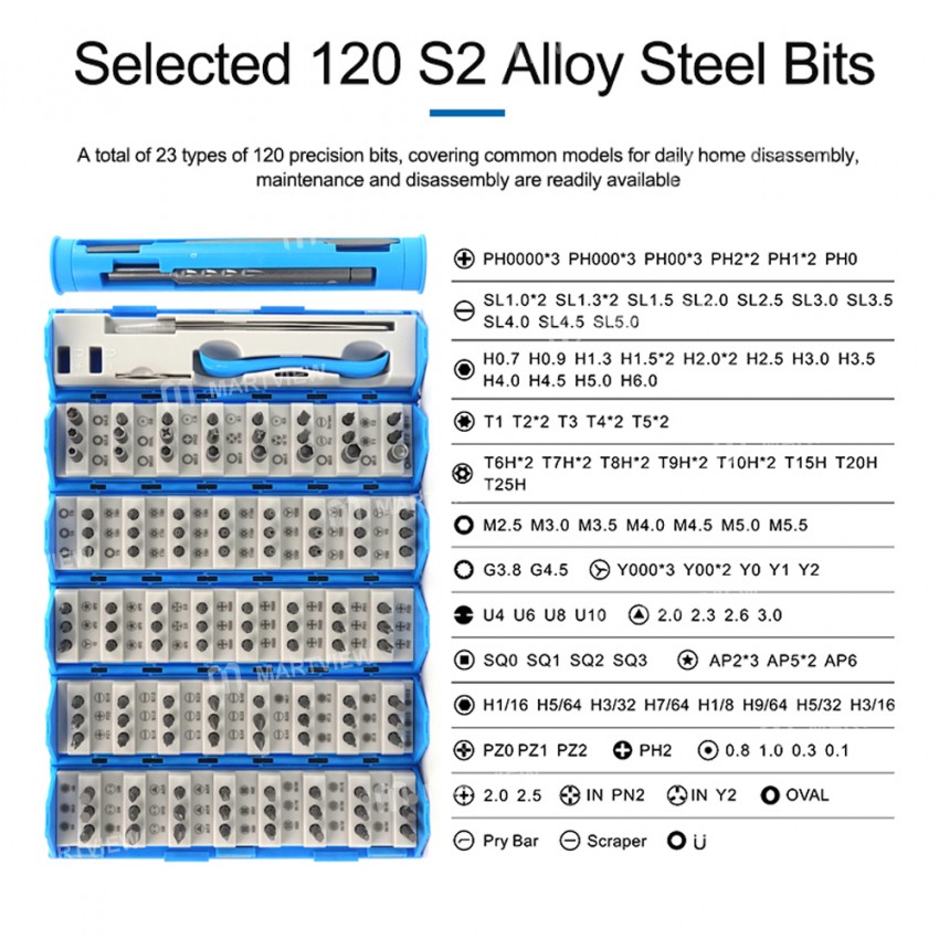 Sunshine SS-5120 128-in-1 Precision S2 Alloy Steel Screwdriver Set