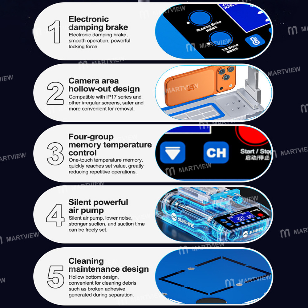 sunshine s-918f-pro-9-inch-strong-silent-noise-reducing-electronic-brake-lcd-screen-heating-separato