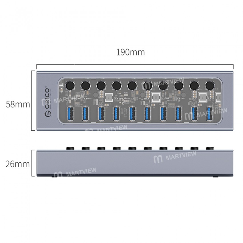 Orico AT2U3 Series 5Gbps USB-A 3.0 Multiport Splitter Extender HUB with Individual Switches