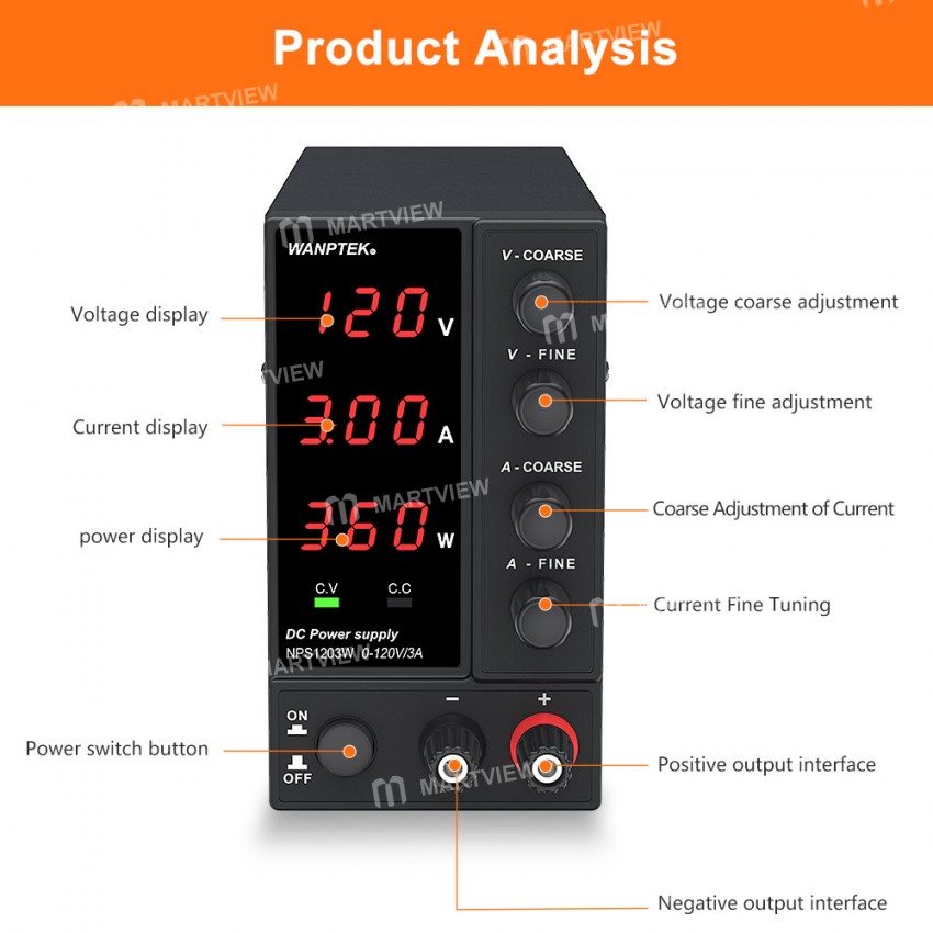 wanptek nps1203w-120v3a-3-digits-led-display-high-precision-dual-output-adjustable-dc-power-supply-1