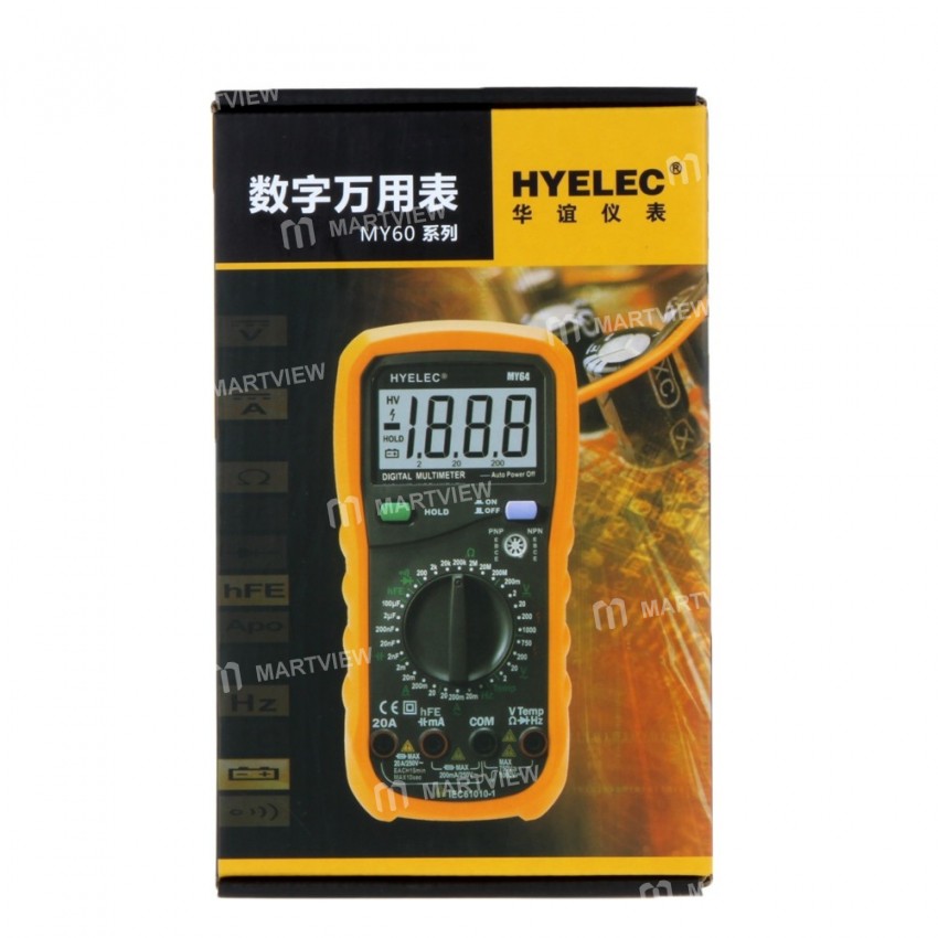 HYELEC MY65 Digital Multimeter AC / DC Voltage Current Resistance Capacitance Frequency Tester
