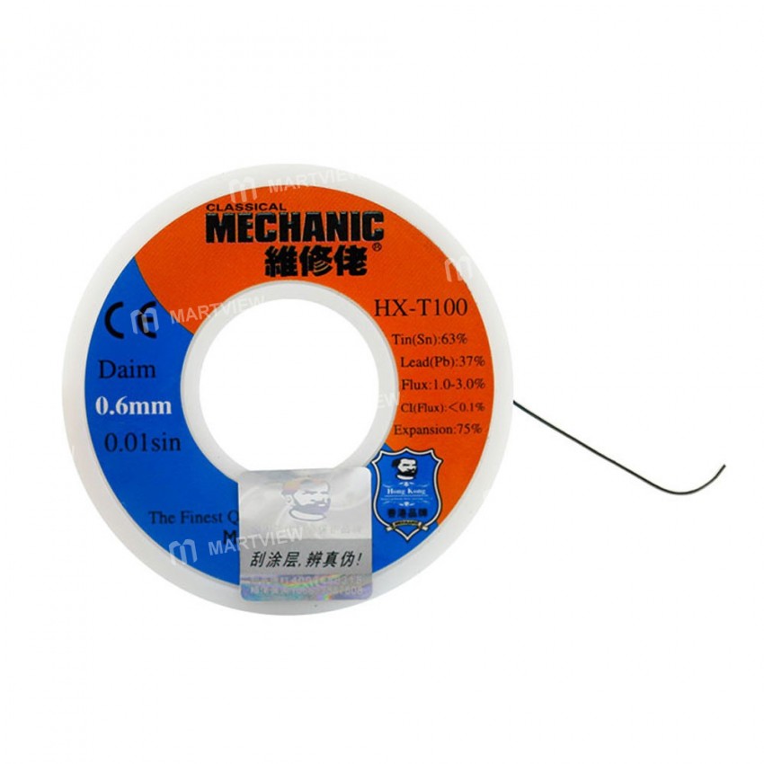 Mechanic HX-T100 55g 0.2mm to 1.2mm Tin Solder Wire Lead Melt Rosin Core Phone Repair