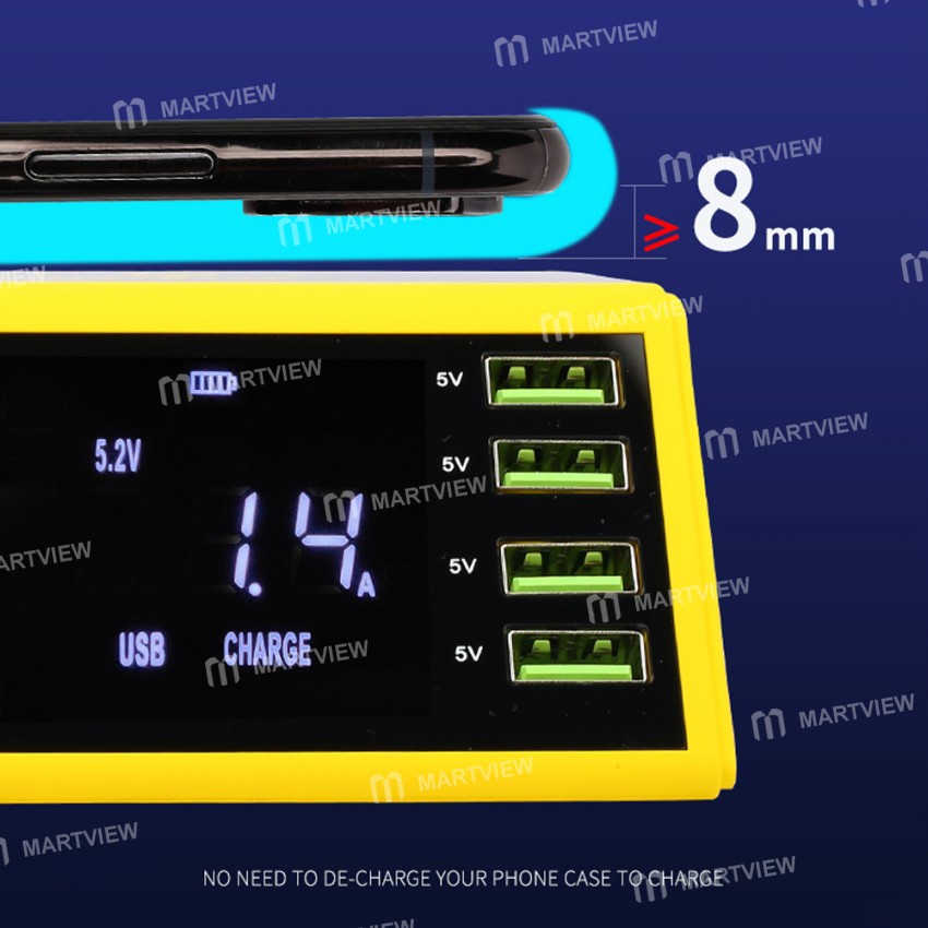 Mechanic iCharge8 LCD Digital Display Fast Charger 8 Port USB Charging Dock with Wireless Charger
