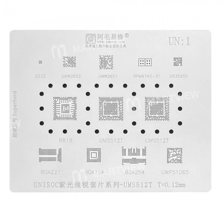 Amaoe UN:1 CPU BGA Reballing Stencil Net for UNIS0C UMW2652 2651 RPM6743-31 SR3595D R818 UMS512T BGA254 BGA154