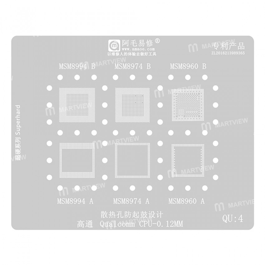 Amaoe QU4 0.12mm BGA Reballing Stencil for Qualcomm MSM MSM8994 MSM8974 MSM8960 CPU IC Chip