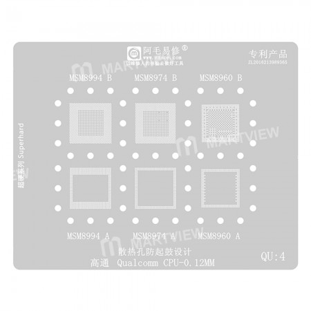 Amaoe QU4 0.12mm BGA Reballing Stencil for Qualcomm MSM MSM8994 MSM8974 MSM8960 CPU IC Chip