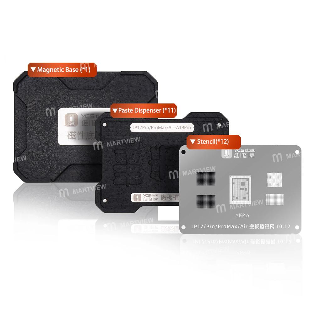 ycs professional-motherboard-tin-planting-reballing-stencil-set-for-iphone-8-17pm-apple-a11-a19-pro-