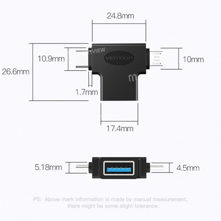 Vention 2-in-1 Type-C to USB/Micro USB OTG Converter Adapter for Huawei/Xiaomi/Samsung