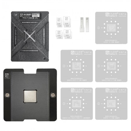 Amaoe U3 BGA CPU Stencil IC Solder Reballing Tin Net for Hi6250 MSM8916 MSM8939 MSM8937 MSM8917 MSM8940 MSM8953-B01 MSM8952 with Plate and Magnetic Base Holder