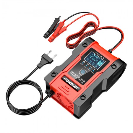 Foxsur 12V / 24V Car Battery Pulse Repair Charger for GEL / WET / AGM / Lithium / LiFePO4 Battery