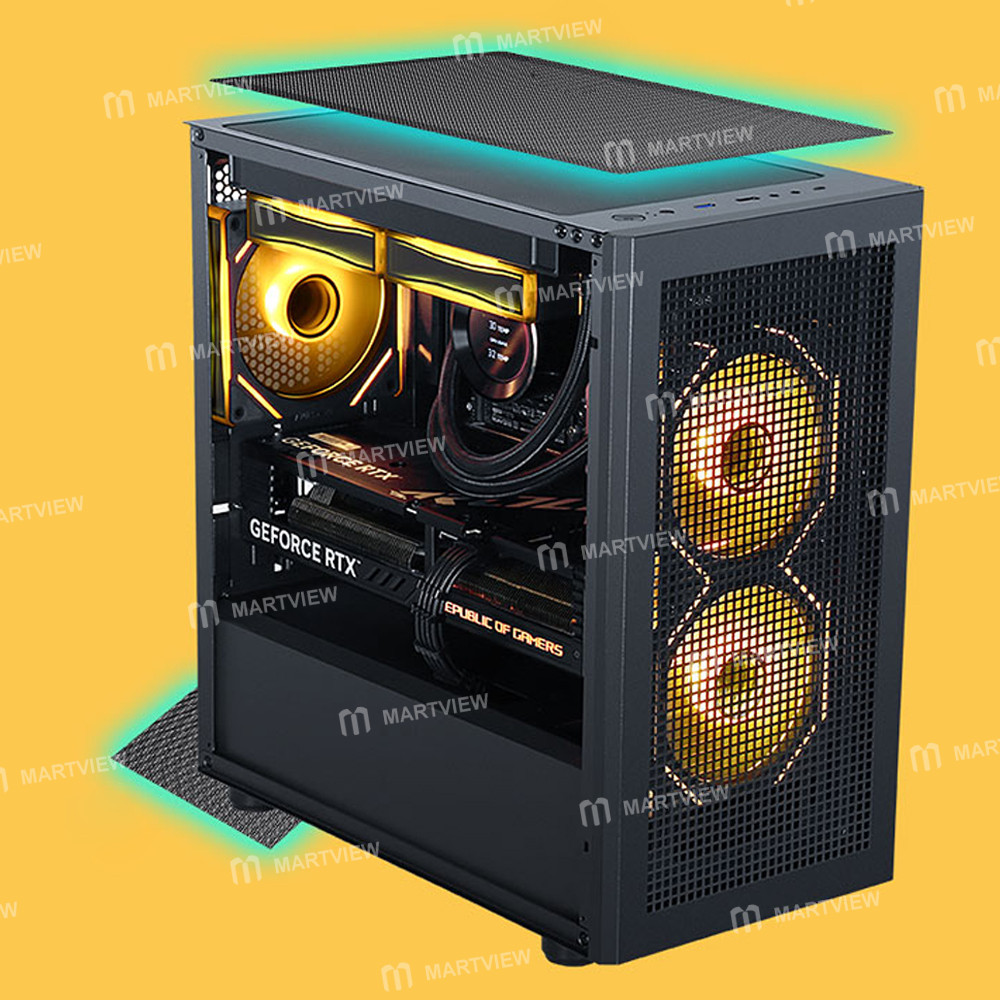 sama honey-badger-m2-mesh-side-panel-glass-desktop-m-atx-computer-case-supports-240-aio-water-coolin