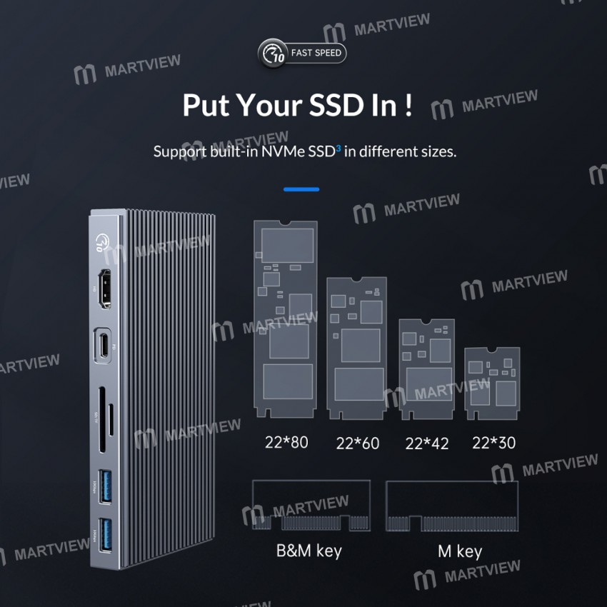 Orico CDH-9N 9-in-1 Type-C Multifunctional Docking Station with External M.2 NVMe SSD Enclosure