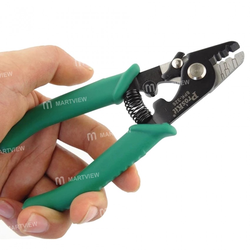 Pro'sKit 8PK-326 Professional Precision Tri-Hole Fiber Optical Stripping Pliers