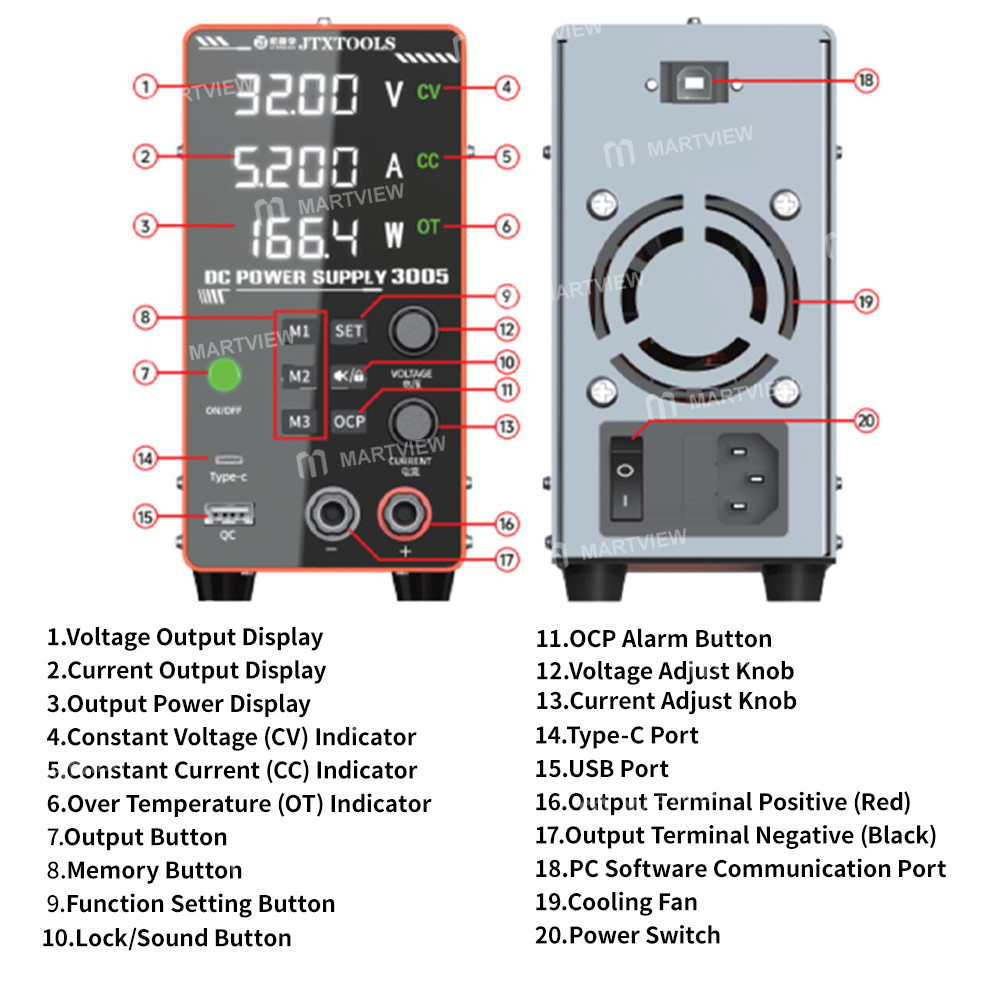 jtx 3005-multiple-protections-4-digit-display-adjustable-dc-power-supply-supports-pc-software-12