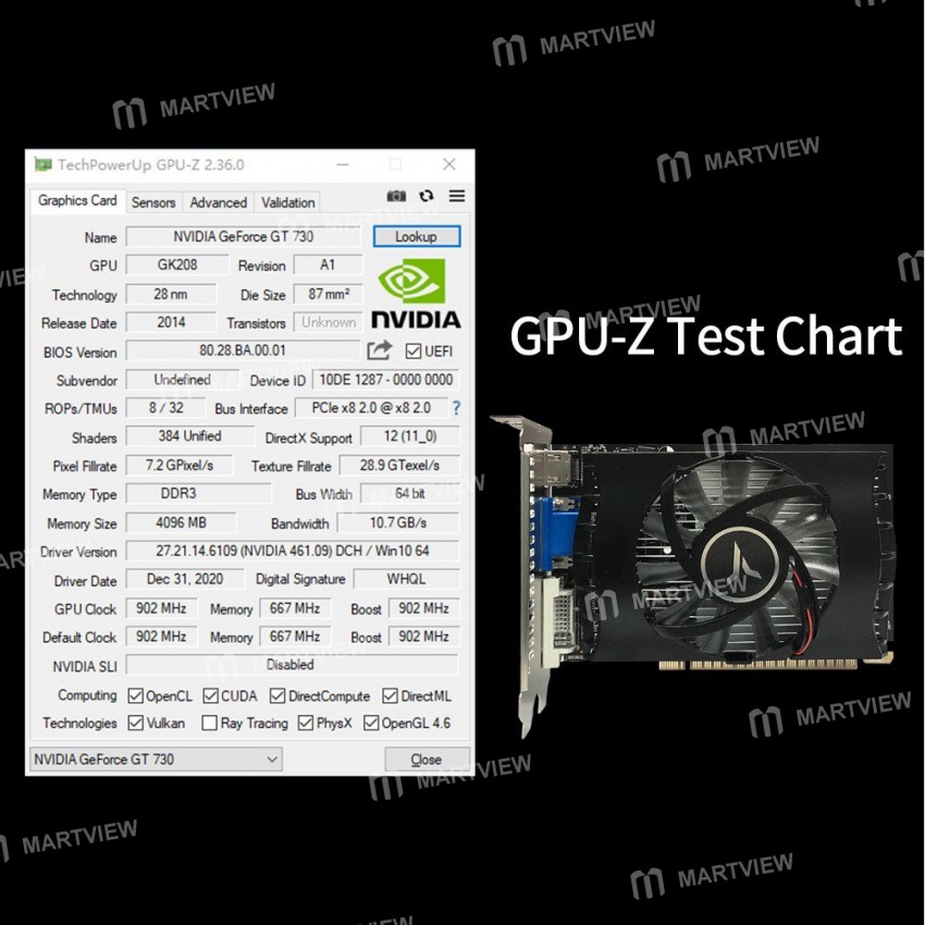 Yeston GT730-4G TA 4G / DDR3 / 64bit Memory Graphics Card with HD+DVI+VGA Output Ports for Office Ga