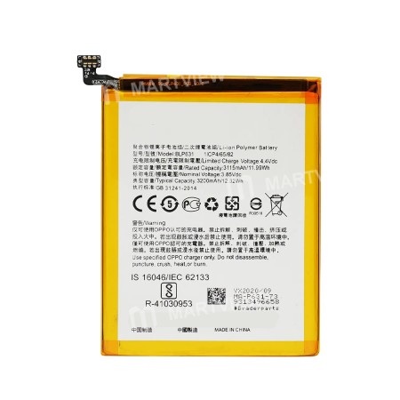Battery Replacement for Oppo F5 / BLP631- Grade AAA quality