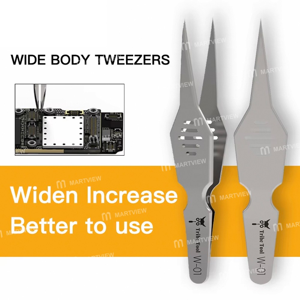 tribe tool-w-01-high-precision-stainless-steel-extra-hard-fine-pointed-wide-body-tweezers-2