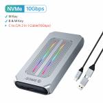 Orico M2R1 All Aluminum USB3.1 Gen2 RGB M2 NVMe SSD Enclosure for M2 NVMe SSD