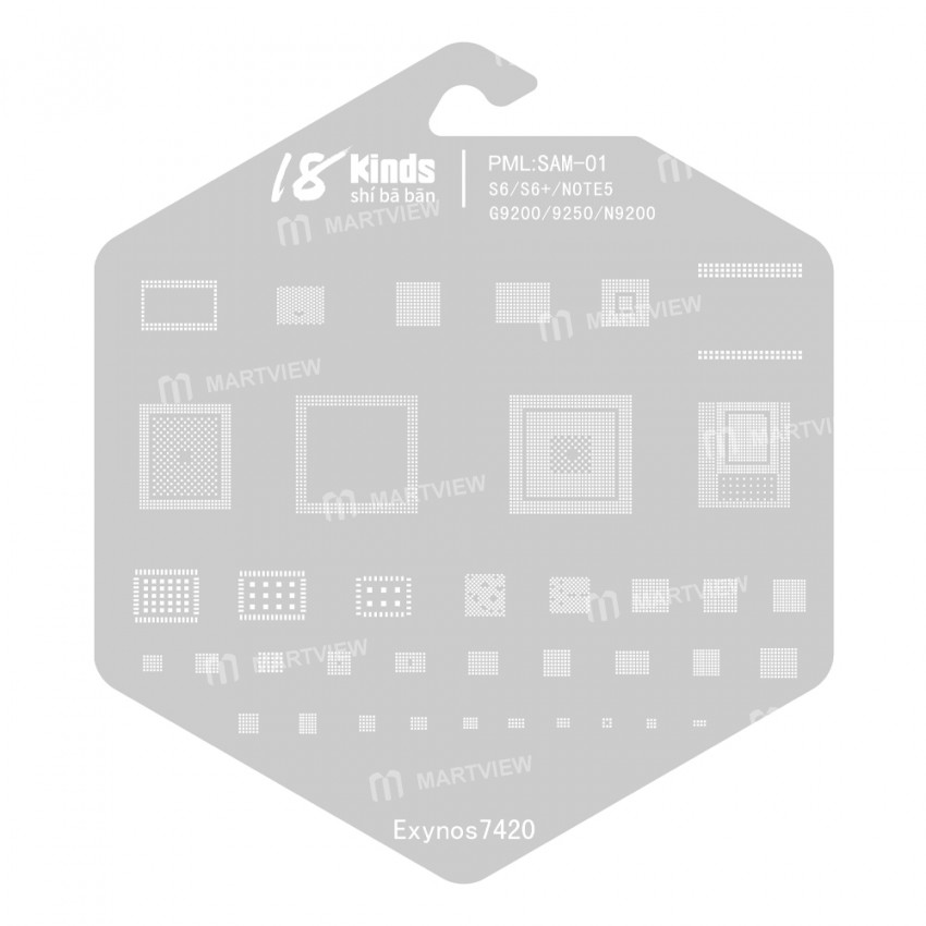 18 Kinds CPU BGA IC Reballing Stencil Kits for Samsung Phones