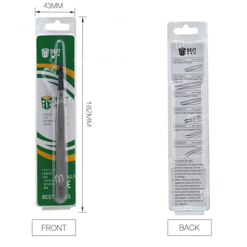 BST-2A Matte Blast Anti-static Tweezers with Replaceable Tip