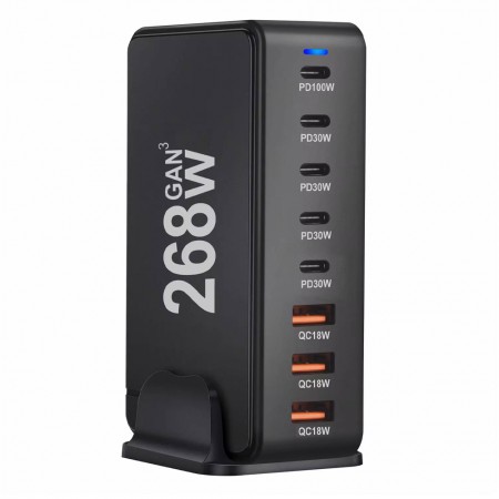 268W 8-Port High Power Desktop GaN Charger for Mobile Phone / Tablet / Game Consoles