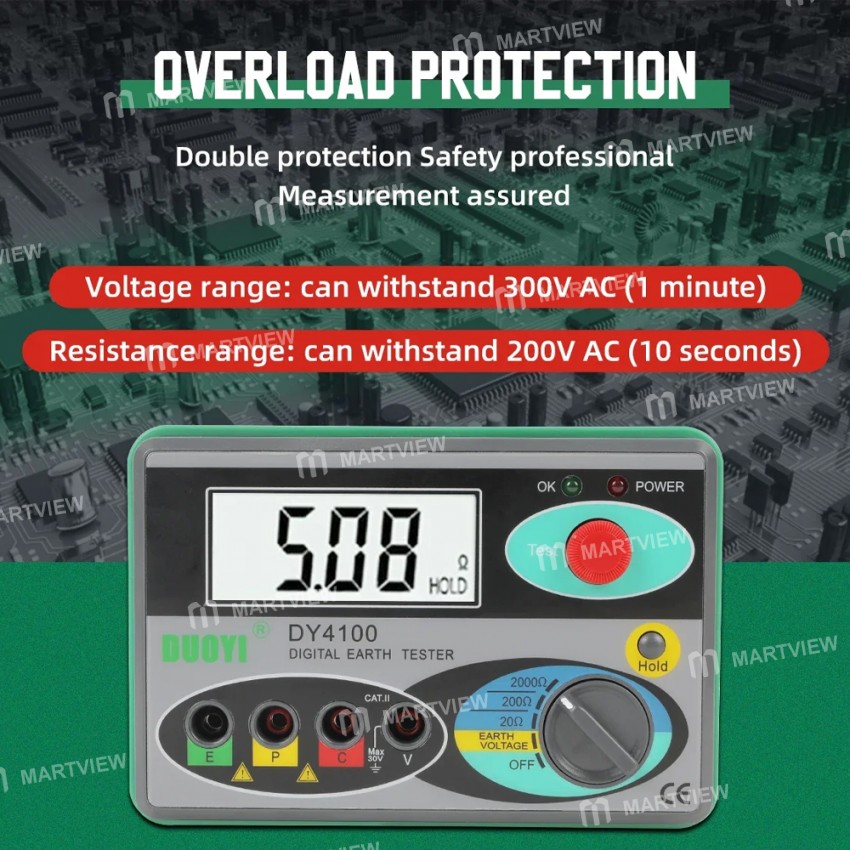 duoyi dy4100-0-2000-digital-earth-ground-resistance-meg-ohmmeter-5