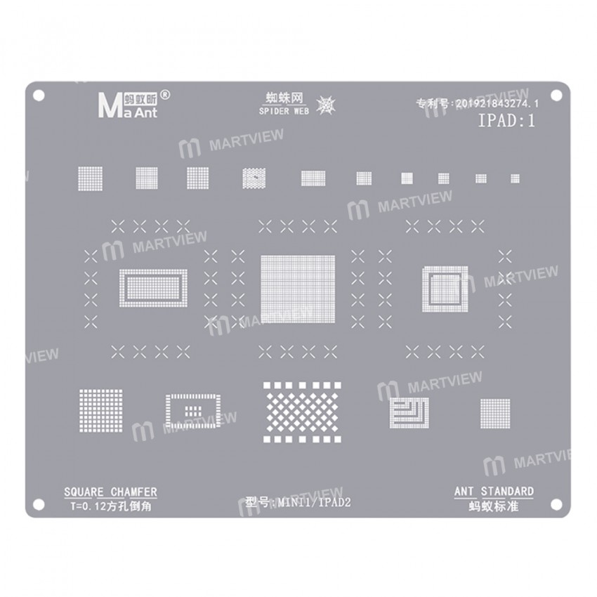 maant ipad-series-8-in-1-012mm-square-chamfer-bga-reballing-stencil-for-ipad-2