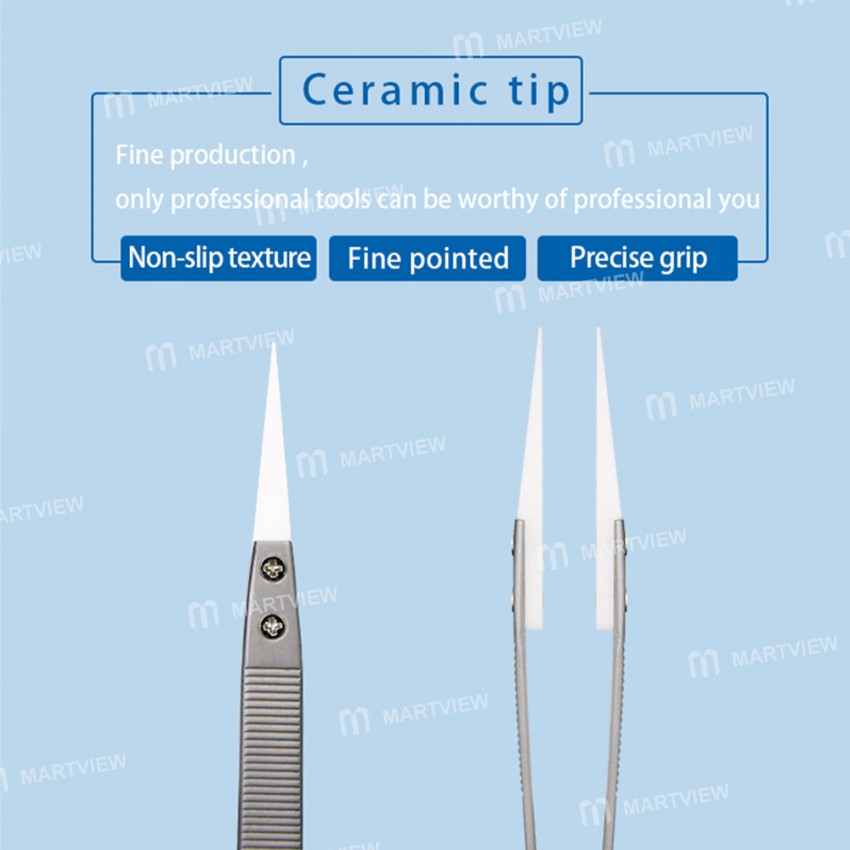 Sunshine SC-11A Non-Slip Anti-Static Ceramic Tweezers for Fly line IC Components Repair