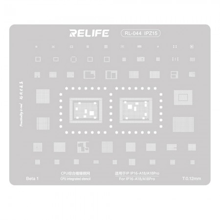 Relife RL-044 0.12mm CPU Integrated BGA Reballing Stencil for iPhone 16 Series Apple A18 / A18 Pro