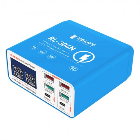 Relife RL-304N Multi-functional 6-Ports USB QC3.0 PD 45W Digital Display Fasting Charging Station