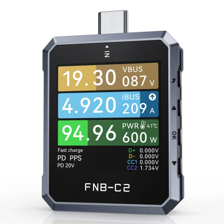 Fnirsi FNB-C2 20-bit High-Precision ADC 4-50V USB PD 3.1 Type-C Fast Charging Tester Supports E-Marker Testing