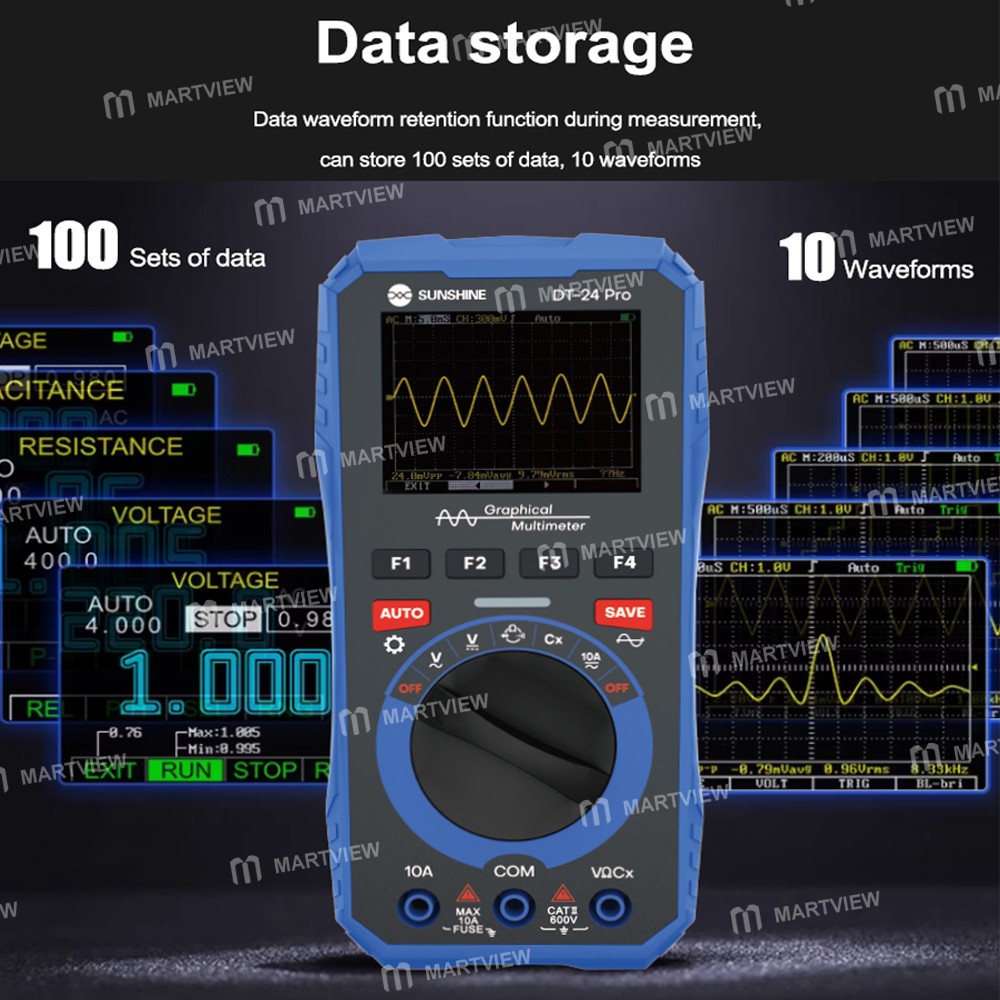 sunshine dt-24-pro-2-in-1-digital-display-data-storage-oscilloscope-multimeter-with-waveform-capture